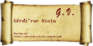 Gfrörer Viola névjegykártya